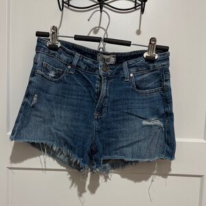 PAIGE Women's Distressed Denim Jean Shorts - Dark Blue